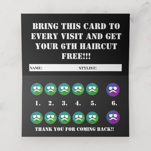 hairstylist barber loyalty card skull treuekarte (Innenseite Aufgefaltet)