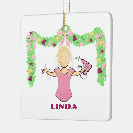 Hairstylist Cartoon Budget Thank You Christmas Keramikornament (Links)