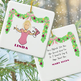 Hairstylist Cartoon Budget Thank You Christmas Keramikornament