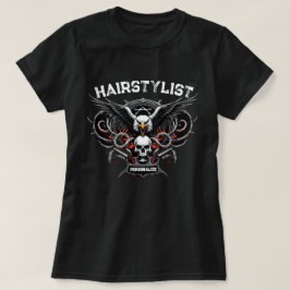 Hairstylist Eagle Skull Combs And Scissors Design T-Shirt