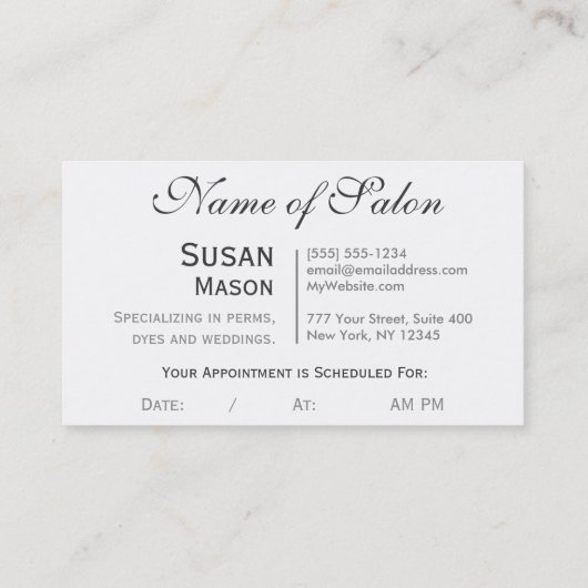 Hairstylist-Glitzer-Zauber Terminkarte (Rückseite)