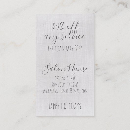 hairstylist hair stylist gift certificate xmas rabattkarte (Rückseite)