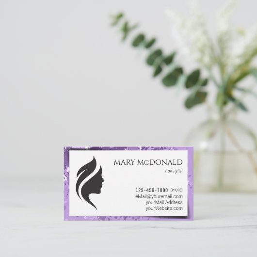 Hairstylist Modern Splash Design Business Card Visitenkarte (Stehend Vorderseite)