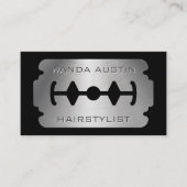 Hairstylist Razor Blade Metallic Stainless  Visitenkarte (Vorderseite)