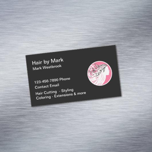 Hairstylist Trendy Simple Magnetic Business Cards Magnetische Visitenkarte (Beispiel)