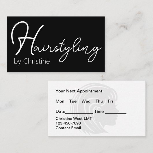 Hairstylist Trendy Termin Business Cards Visitenkarte (Vorne/Hinten)