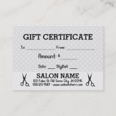 Hairstylisthaar-Stylist-Geschenkkartenzertifikat Rabattkarte (Rückseite)