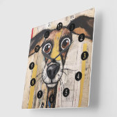 Hairy Abstrakt Dog Quadratische Wanduhr (Winkel)