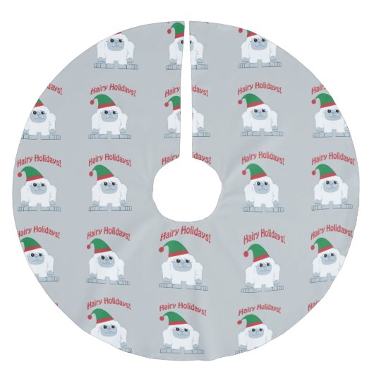 Hairy Holidays! Weihnachten Yeti Polyester Weihnachtsbaumdecke (Vorderseite)