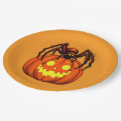 Hairy Spider and Pumpkin Kürbislaterne Cut-Out Pappteller (Schrägansicht)