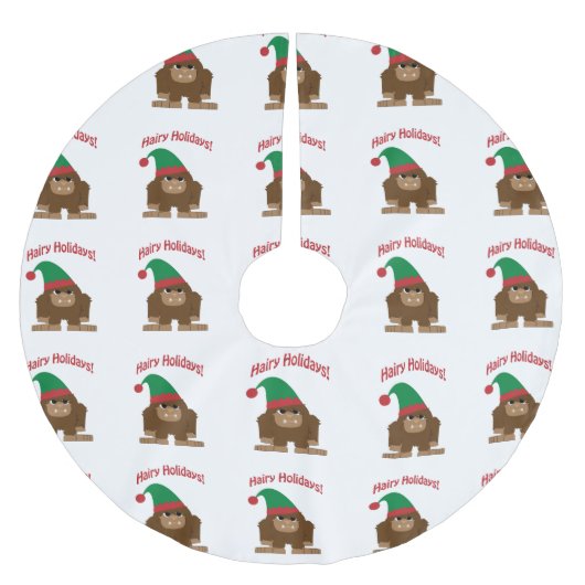 Hairy Urlaub! Weihnachts-Sasquatch Polyester Weihnachtsbaumdecke (Vorderseite)