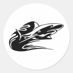 Haischwimmen Runder Aufkleber
