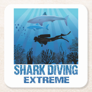 Haitauchen Extreme Scuba Diver Rechteckiger Pappuntersetzer