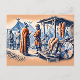 Haithabu Trading Post in Pastel Chalk Zeichnend Postkarte