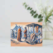 Haithabu Trading Post in Pastel Chalk Zeichnend Postkarte (Stehend Vorderseite)