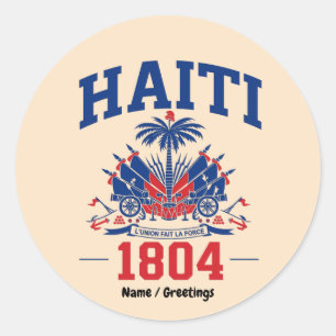 Haiti 1804 Patriotisches Vintage-Flagge-Grafik-Erb Runder Aufkleber