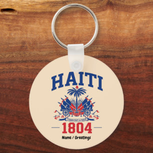 Haiti 1804 Patriotisches Vintage-Flagge-Grafik-Erb Schlüsselanhänger
