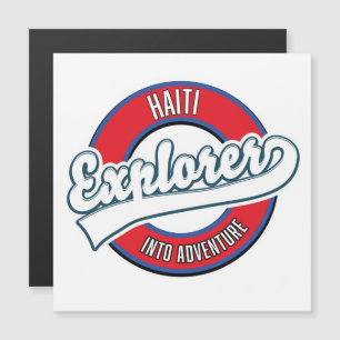 Haiti-Entdecker-Logo im Retro-Stil für Abenteuer Magnetkarte