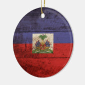 Haiti-Flagge auf altem hölzernem Korn Keramikornament (Links)