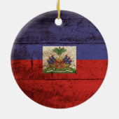 Haiti-Flagge auf altem hölzernem Korn Keramikornament (Hinten)