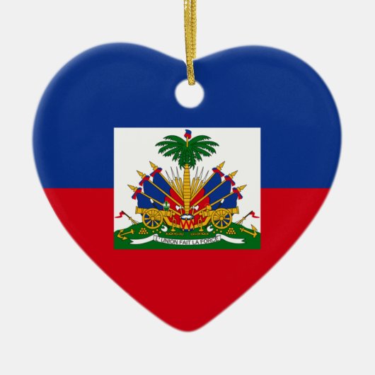 Haiti-Flaggen-Herz Keramik Ornament (Vorne)