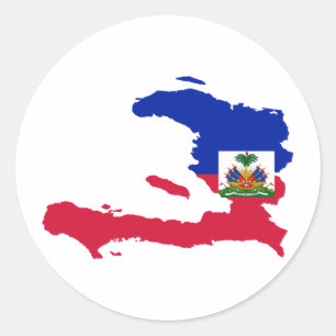 Haiti-Flaggen-Karte HT Runder Aufkleber