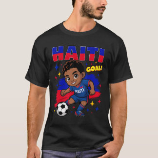 Haiti Fußball Kind Haitianische Flagge Fußballspie T-Shirt
