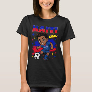 Haiti Fußball Kind Haitianische Flagge Fußballspie T-Shirt