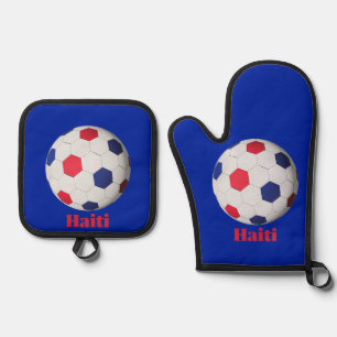 Haiti Fußball Ofenhandschuh & Topflappen-Set