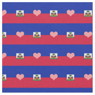 Haiti, Haitianische Flagge und Herz Fabric /mode Stoff