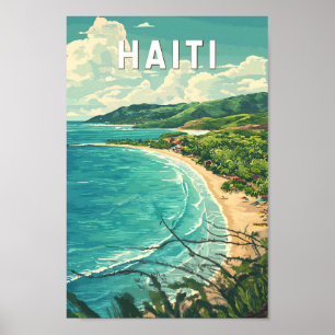 Haiti Illustration Travel Art Vintag Poster