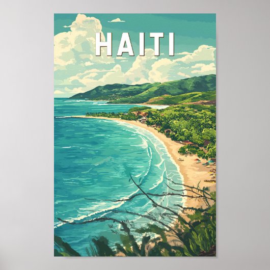 Haiti Illustration Travel Art Vintag Poster (Vorne)