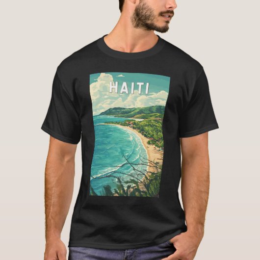 Haiti Illustration Travel Art Vintag T-Shirt (Vorderseite)