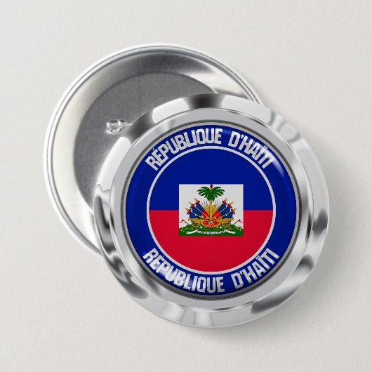 Haiti Round Emblem Button (Vorne & Hinten)