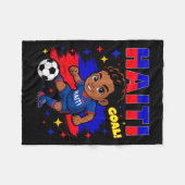 Haiti Soccer Kid Haitian Flag Soccer Player Footba Fleecedecke (Vorderseite (Horizontal))