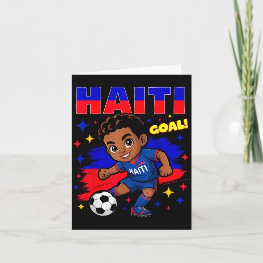 Haiti Soccer Kid Haitian Flag Soccer Player Footba Karte (Vorderseite)