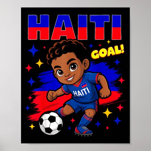 Haiti Soccer Kid Haitian Flag Soccer Player Footba Poster (Vorne)