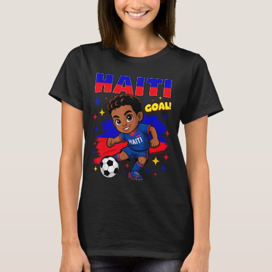 Haiti Soccer Kid Haitian Flag Soccer Player Footba T-Shirt (Vorderseite)