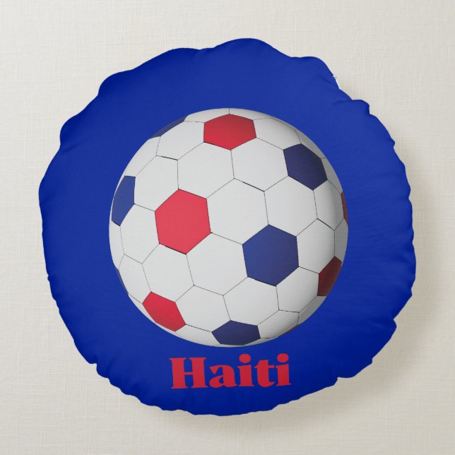 Haiti Soccer Rundes Kissen (Rückseite)