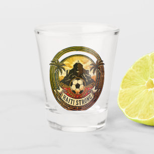 Haiti Strong Distressed Soccer Abzeichen Vintage Schnapsglas
