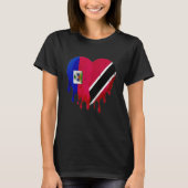 Haiti Trinidad & Tobago Flag Heart Grown Patriot C T-Shirt (Vorderseite)