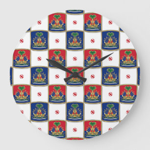 Haiti-Wappen Karomuster — Haitianisch  Große Wanduhr