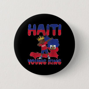 Haiti Young King Haitian Flag Day Melanin for Blac Button