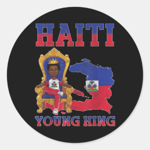 Haiti Young King Haitian Flag Day Melanin for Blac Runder Aufkleber