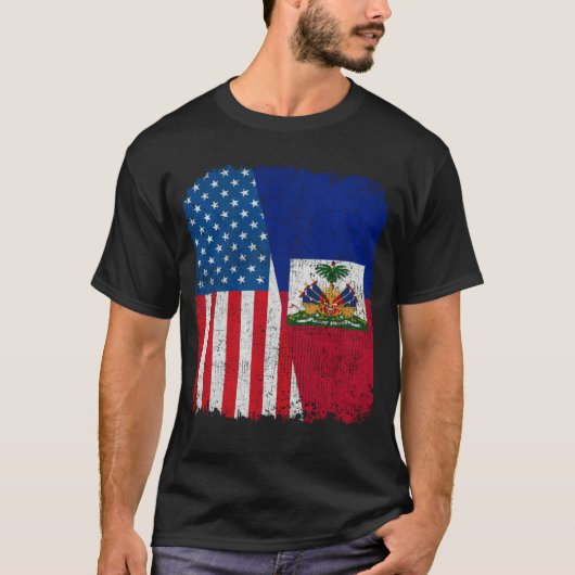 Haitian American Flag Half USA Haiti Root Proud T-Shirt (Vorderseite)