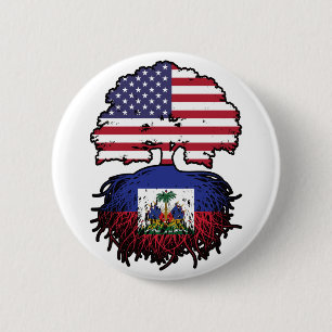 Haitian American USA Tree Roots Flag Button