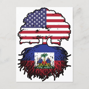 Haitian American USA Tree Roots Flag Postkarte