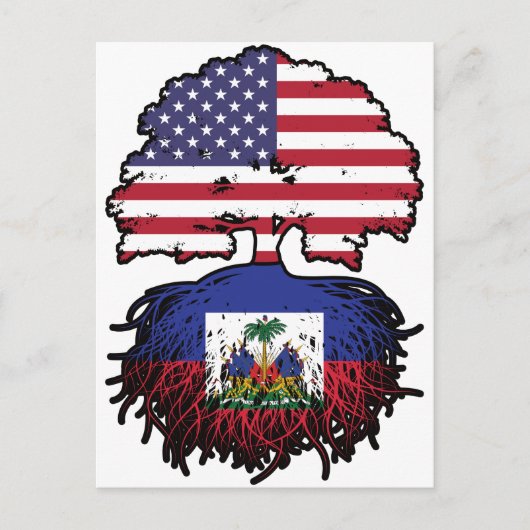 Haitian American USA Tree Roots Flag Postkarte (Vorderseite)