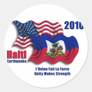 Haitian & American Waving Fahnen für Haiti Runder Aufkleber