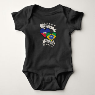 Haitian Brazilian Heart Flags Haiti Brasilien Baby Strampler